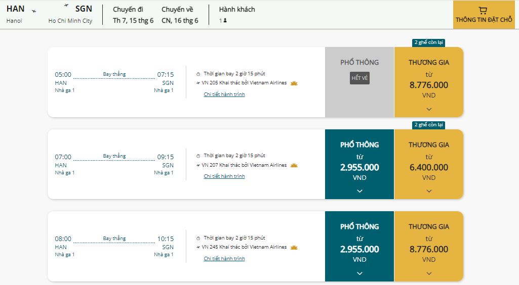 Đặt Vé Trên Vietnam Airlines