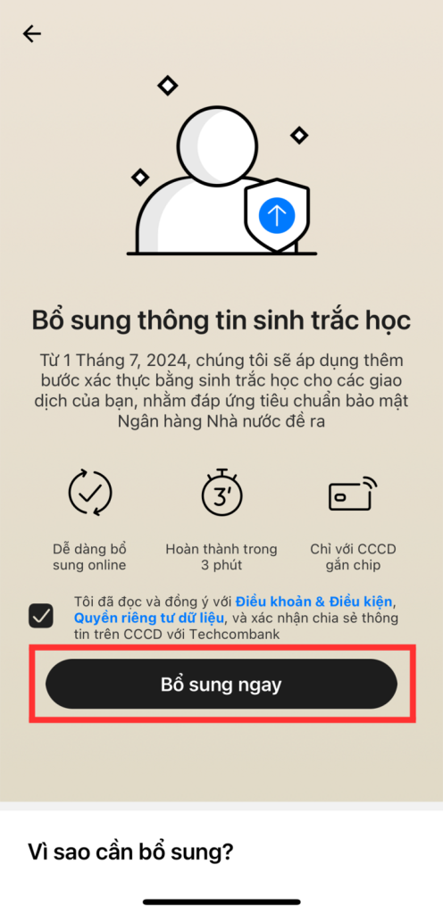 Hướng dẫn cài đặt sinh trắc học TCB